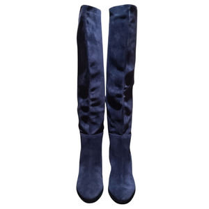 Jimmy Choo Madalie 80 Navy Blue Suede Boots 34.5EU/4.5US *See Description*